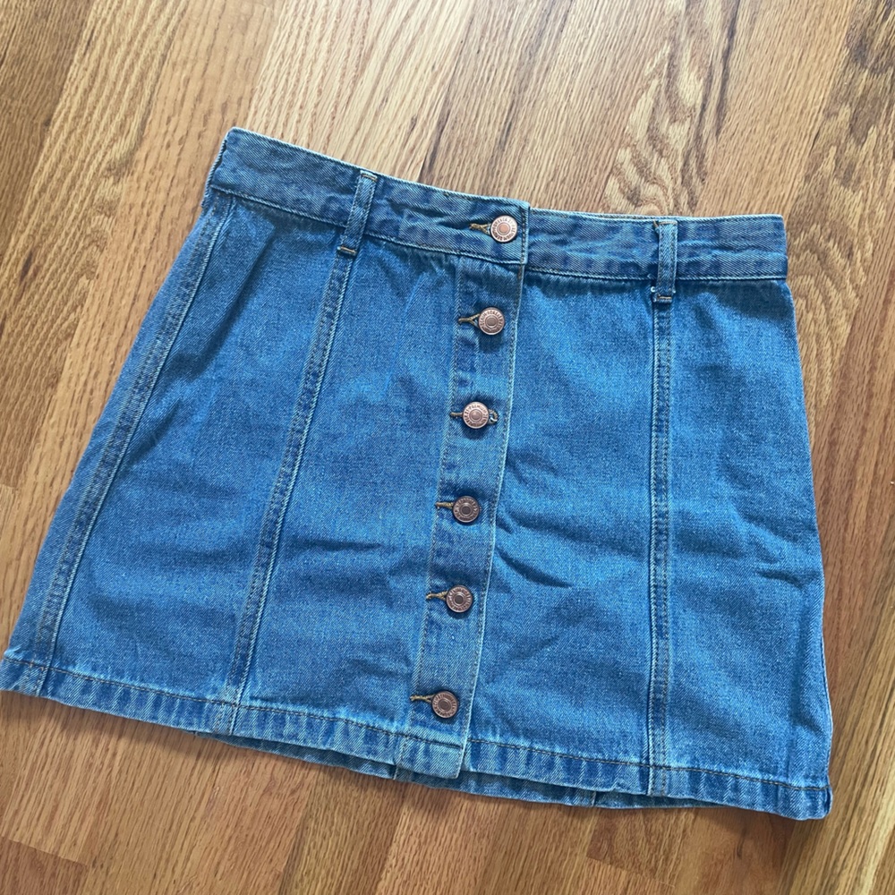 Blue Denim Button-Up Skirt